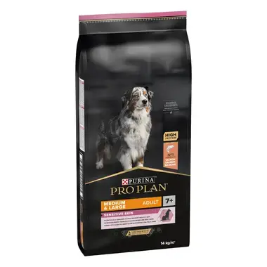 PRO PLAN® Medium&Large Adult 7+ Sensitive Skin Kuru Köpek Maması, Zengin Somon İçeriği