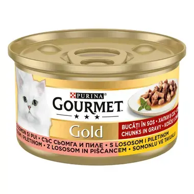 GOURMET® Gold  Somon ve Tavuk Parçalı Soslu Yaş Kedi Maması