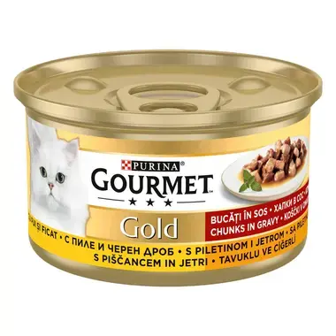 GOURMET® Gold Tavuk ve Ciğer Parçalı Soslu Yaş Kedi Maması