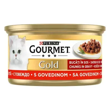 GOURMET® Gold  Sığır Eti Parçalı Soslu Yaş Kedi Maması