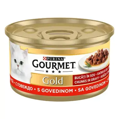 GOURMET® Gold  Sığır Eti Parçalı Soslu Yaş Kedi Maması